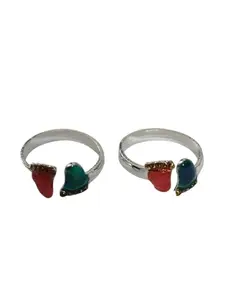 Aashi Silver Jewellery 925 Pure Sterling Silver Glossy Finished Plain Toe Ring/Bicchiya for Girls & Women Pack Of 2 (Toe ring-08(3.65gm))
