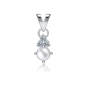 LeCalla 925 Silver Pearl Pendant | BIS Hallmarked 92.5 Sterling Silver & Diamond like Brilliance Sparkling Zirconia With Pearl Pendant | Lovely Gift For Women & Girls