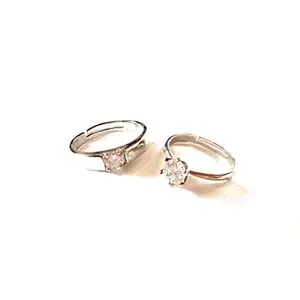 DIVINE CHARM Couple Love Rings(Set of 2 silver adjustable rings) for Couple