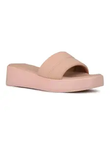Inc.5 Womens Peach Casual Open toe Flatform Heel Mules