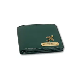 The Giftician: Personalized Men's Wallet with Name & Charm - Customized Elegance for Every Gentleman (Olive)