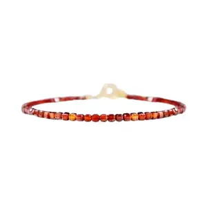 Gems_Hub Gold Plated Bracelet with Multicolor Smooth Spessartine Garnet Beads – Square 2mm – For Men & Women|FIZA_LINK_06239