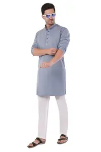 Natural Dyed Organic Sustainable Premium Cotton Kurta (in, Alpha, M, Regular, Blue)