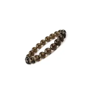 KSJ - Smoky Quartz Bracelet | Real Pure Crystal Certified 8 MM | Bracelet for Men and Women for For Manifestation, Healing and Meditation Stability & Grounding