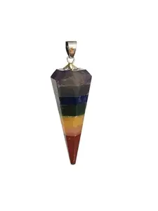 ASTROGHAR Natural Seven Chakra Bonded Crystals Conical Pendant For Men And Women