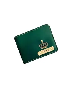 NAVYA ROYAL ART Premium Personalized Men's Leather Wallet - Elevate Your Style with a Custom Touch - Green Color