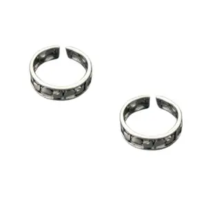 FOURSEVEN 925 Sterling Silver Crescent Moon SilverToe Ring Set for Women