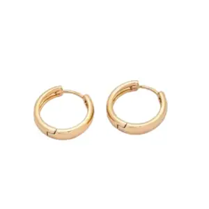 Classic Plain Golden Hoop - 17 mm Small Hoops for Women & Girls ? Lightweight Jewelry