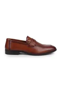 Louis Philippe Men Brown Leather Slip Ons