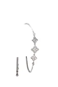 Sterling Silver Bracelet with Square Charms, 18 cm