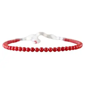LKBEADS Silver Plated Bracelet with Red Smooth Redstone Beads – Round 3mm – 7 inch Adjustable – For Men & Women|LK_STACK_05781