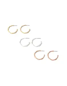 Accessorize London Mixed Metal Twist Hoop Earring Set|One Size