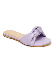Bruno Manetti Women's Purple Slipon Back Open Flat Sandal