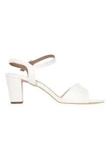 ELLE Women's White Block Heel Sandal