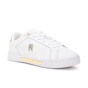 Tommy Hilfiger Leather Solid White Women Flat Sneakers (F23HWFW217) Size- 36