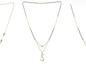 Gold Plated Traditional Black Bead Single Line American Diamond Pendant Jewellary set for Women(Combo) Pack of 3 MSCN-46-1-43- od