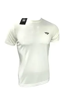 Generic Men's Wear Plain Regular Fit Lycra T-Shirt White (Large)