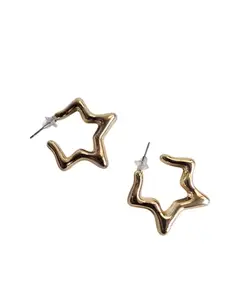 Garvh Fashion Star-Shaped Hoop Earrings for girls| Gold-Toned Metal| Latest Fashion Jewellery| MINIMAL JEWELLERY| Perfect For Gifting