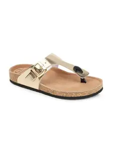 Carlton London Women Gold Comfortable Solid Fashion Sandal having Buckle Casual, Outdoor, Party and Holidays with Heels (37)