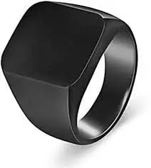 MJ Ragav Casual Black Polished Stainless Steel Sqare Ring For Men & Women, Boys, Girls (12)