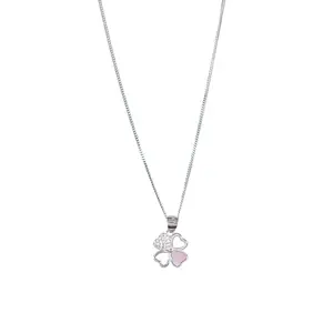 TARAASH 925 Sterling Silver Combo Of Pink Mother of Pearl Heart Flower Pendant with Chain
