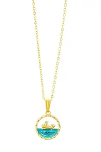 LYRISS Women & Girls Elegant Gold Plated Chain Necklace With Enamel Whale In Ocean Pendant For Everyday Look And Gifting