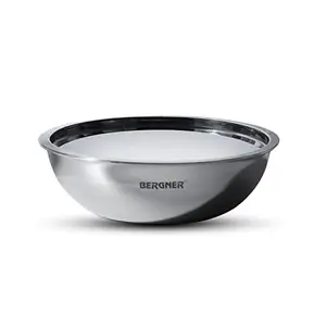 Bergner Argent Triply 18 cm Tasla/Kadai, 1.3 L Capacity, Cook/Serve, Stainless Steel Lid, For Deep-Fry/Sauté/Stir-Fry/Mixing/Desserts/Gravy, Multi-Layered Mirror Finish, Induction & Gas Ready, 5-Year Warranty price in India.