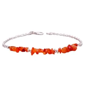 LKBEADS Carnelian Bracelet with Silver Plated Clasp – 3-5mm Nugget Chips Beads – Rough Cut – 7 inch – Healing, Fashion, Gift, Spiritual, Yoga|LK_STACK_01764