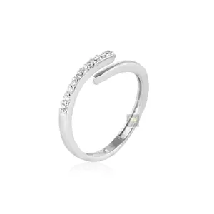 NEMICHAND JEWELS Pure 925 Silver CZ Adjustable Rings For Women & Girls