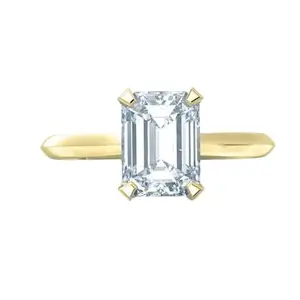 GemsTech Real Diamond Stone Original Certified Ring 2 Carat Heera Stone Ring Diamond Anguthi Hira Ring For Unisex Brilliant Emerald Cut Sone Ki Anguthi Diamond Gold Ring For Engagement डायमंड रिंग