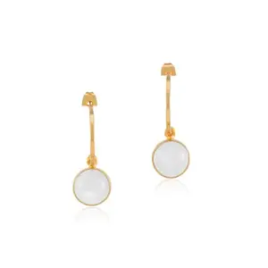 The White Moonstone Earrings for Women and Girls | 24K Gold Plated Earrings | Trendy Style | Small Style | Fashion Jewellery