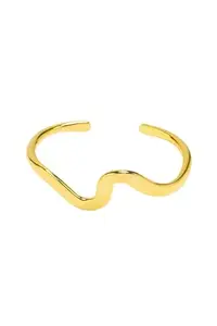 Anti Tanish Wave Design Cuff Bracelet, Gold-Plated, Adjustable Open Bangle