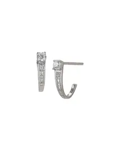 VANBELLE 925 Sterling Silver Rhodium Plated CZ Half Hoop Earring