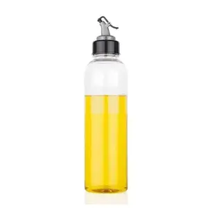 Ikkoo Oil Dispenser for Cooking, Vinegar Bottle, Oil Pourer, Liquid Dispenser Leak Proof Crystal Clear Transparent Unbreakable BPA Free Plastic Bottle Pack of -1(500 ML)