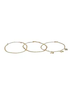 Carlton London Womens Set of 3 Gold-Toned Anklet