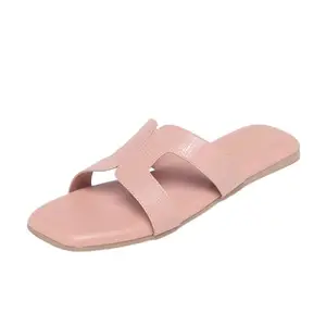 MONROW Monow Pink Flats | Fancy & Stylish Flats | Extra Cushioning & Comfortable, Fashionable, Light Weight, Fashion Flats for Girls (Pink/6-UK)