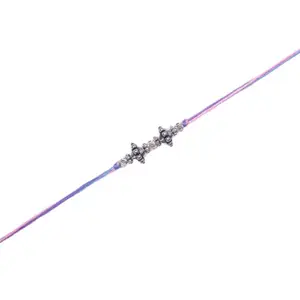 Taasha Craft Oxidised Charm Pastel Thread Handmade Single Rakhi – Rakhi for Brother, Bhaiya, Bhai