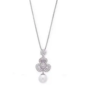 ZAVYA 925 Sterling Silver Floral Rhodium Plated Necklace | Gift for Women and Girls | With Certificate of Authenticity and 925 Hallmark