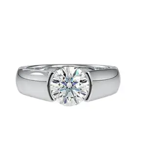 GemsMart Genuine Masonite Diamond Ring For Men Boy Original Lab Certified VVS1 Moissanite Ring For Women Girl 2 Carat मोइसानाइट डायमंड राउंड स्टोन रिंग असली हीरा की अंगूठी Mojonight D Colour Mozonite