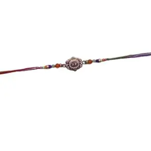 Stylish Multicolor Stone Rakhi for Brother | Handcrafted Rakhi with Decorative Beads & Crystal Frame | Designer Raksha Bandhan Thread for Men & Boys (Pack of 2)