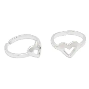 Unniyarcha 92.5 Sliver Heart Shape Toe Rings (Pair) For Women's Pure Silver 925, Sterling Silver Jewellery with Certificate of Authenticity & 925 Toe Rings for Women's Silver, God, Religion