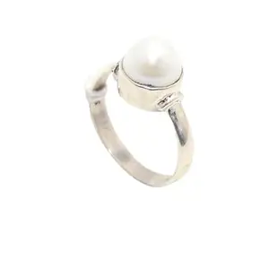 Rajasthan Gems Ring 925 Sterling Silver Women Natural Freshwater Pearl Gem Stone Handmade Gift Gemstone H130
