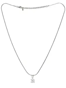 OOMPH Jewellery Silver Tone Round Cubic Zirconia Office-Wear Fashion Pendant Necklace For Women & Girls Stylish Latest (NPSN10_Z3)- For Women & Girls Stylish Latest