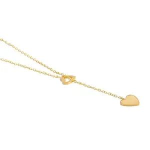 Simza Elegant Heart Pendant Necklace for Women & Girls | Gold Plated Chain with Double Heart Design | Stylish Daily & Party Jewelry Gift