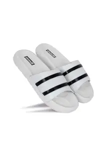 AADI Men's White Synthetic Leather Daily Use Casual Sliders/Flip Flop & Slippers