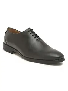 TEAKWOOD LEATHERS Teakwood Genuine Leather Black Oxford Shoes_Size 42