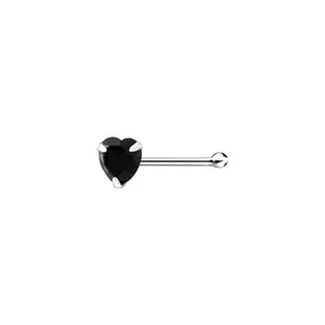 Via Mazzini 92.5-925 Sterling Silver 3mm Heart Nose Pin Stud for Women and Girls (NR0292) 1 Pc