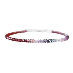 RRJEWELZ Garnet & Multi Spinel bracelet for men & women - 3mm Rondelle Faceted beads - 7 Inch Adjustable with Silver plated clasp – Healing, Fashion, Gift, Spiritual, Yoga|LCBR_RR_07664