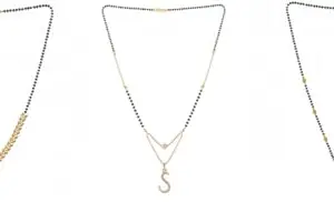 Gold Plated Traditional Black Bead Single Line American Diamond Pendant Jewellary set for Women(Combo) Pack of 3MCN-12-1-5-/