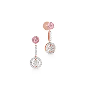 Malabar Gold & Diamonds 18kt (750) IGI certified real diamond Rose gold Earring for Women, Drops Earring